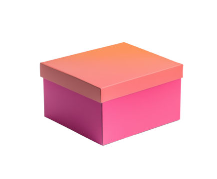 Colorful printed cardboard box mockup isolated on transparent background