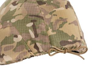 camouflage military helmet white background