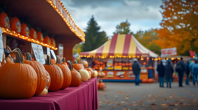 charming fall festival stalls games large pumpkin display