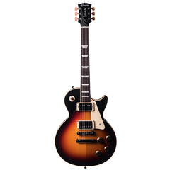 Obraz premium A stunning electric guitar showcased against a crisp white backdrop, ready for melodic exploration