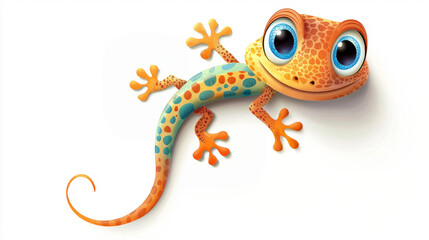 Clipart cute lizard cartoon isolated on white background