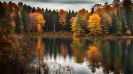 Obraz premium lake with autumn