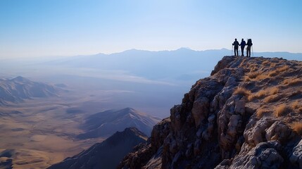 Fototapeta premium Hikers on a Mountain Peak