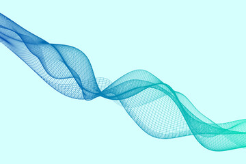 Artistic representation of ocean waves, created using a mesh network with a beautiful gradient of blues, ideal for dynamic and modern wallpapers or decorations