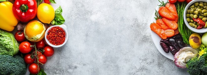 Banner of the role of nutrition in maintaining health with copyspace for custom design and messaging. A balanced diet and proper nutrition contribute to overall well being