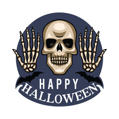 Halloween Illustration Vintage Graphic Flat Icon Logo Skull Design Art Vector