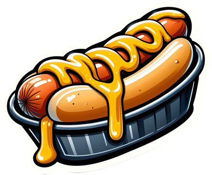 hot dog with mustard in a tray clip art preview