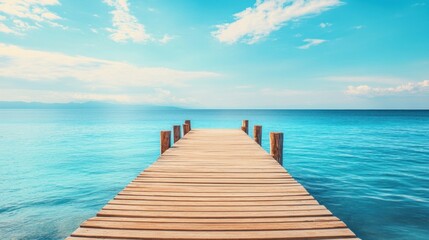 Fototapeta premium Wooden Pier Leading to Tranquil Turquoise Waters