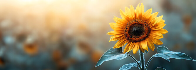 1 sunflower flower on blurred background