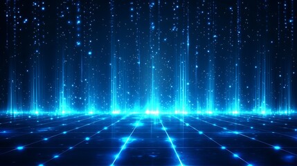 A captivating blue abstract background featuring glowing lines and dots, perfect for technology, digital art, or sci-fi themes.