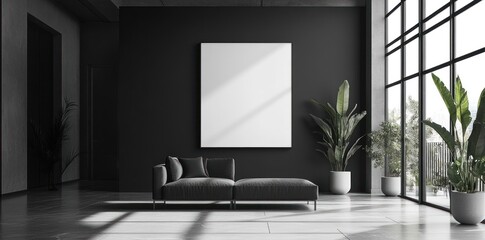 Minimalist Interior Design with a Blank Canvas and a Modern Sofa