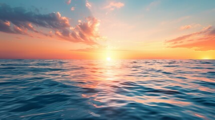 Obraz premium Stunning Ocean Sunset Photograph with Vibrant Colors and Serene Evening Sky