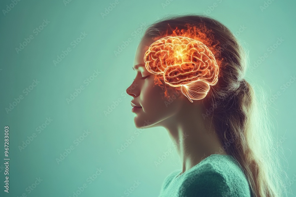 Poster cognition neuroimaging deep space thought process and consciousness studies detailed digital illustr