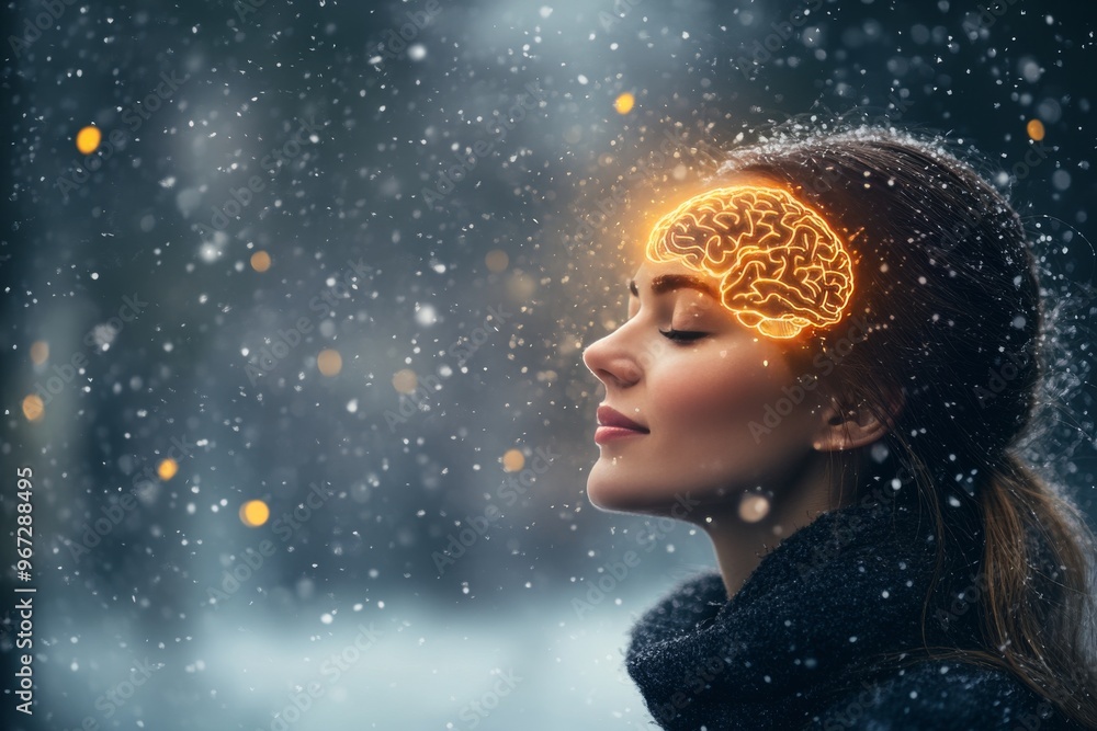 Poster deep space consciousness studies pattern recognition cognition and thought process woman outdoors wi