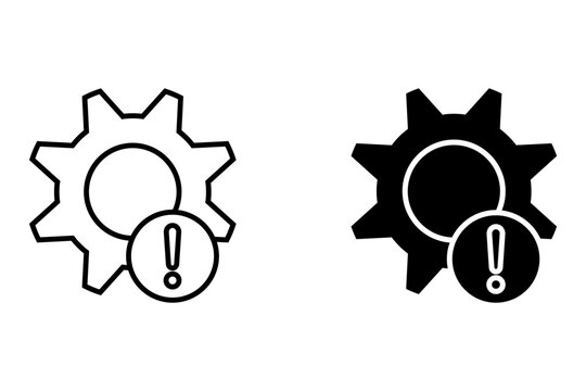 thin line failure icon with broken operational process. concept of repair or maintenance symbol. vector illustration on white background