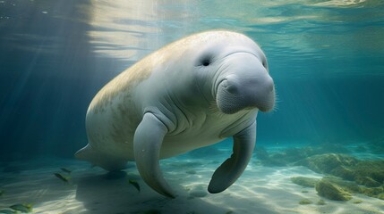 Obraz premium A photo of a gentle dugong