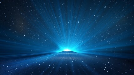 A mesmerizing cosmic scene featuring radiant blue light and distant stars, evoking a sense of wonder and exploration in the universe.