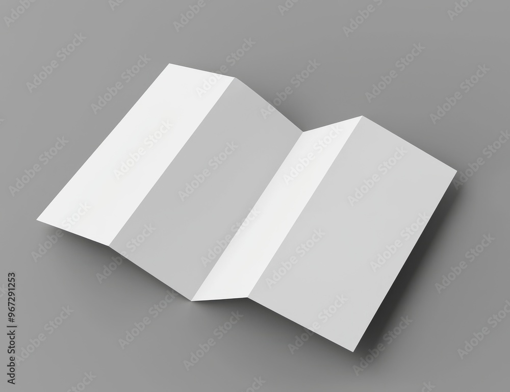 Poster mock up illustration of three square blank pages on a leaflet.
