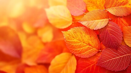 Fototapeta premium Vibrant Red Leaves Against a Warm Colorful Background Capturing the Essence of Autumn