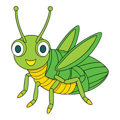 Fototapeta premium Cartoon grasshopper isolated on white background