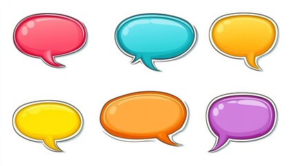 A set of colorful speech bubbles with different colors and sizes