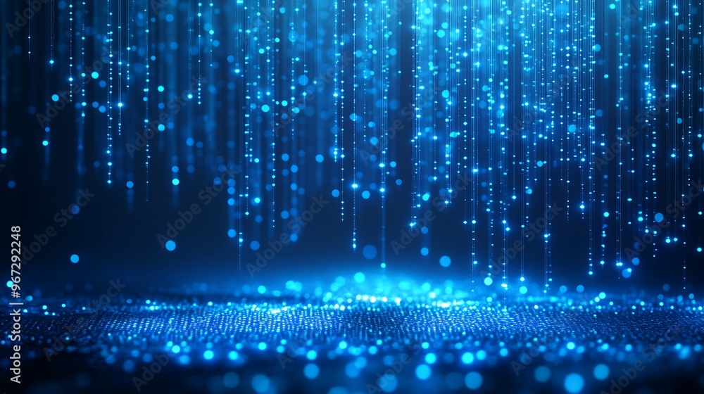 Aufkleber a mesmerizing display of glowing blue lights creating a serene and calming digital landscape, perfec