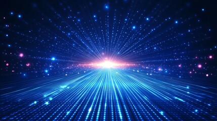 Fototapeta premium A mesmerizing display of light rays emanating from a central point, creating a captivating glow in a dark space.