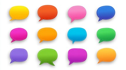 A set of colorful speech bubbles with different colors and sizes