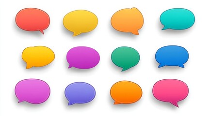 A set of colorful speech bubbles with different colors and sizes