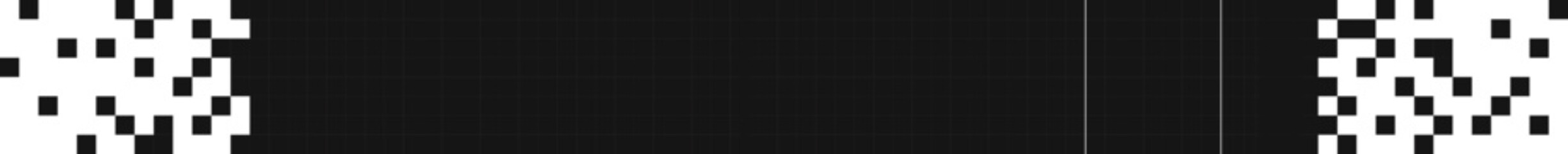 Horizontal title tag pixel effect, mosaic footer, label. Geometric edges layot header banner. For text or design. 