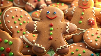 gingerbread man and christmas cookies.Background 