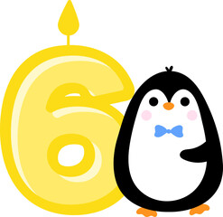 Cute little Penguin and Number 6