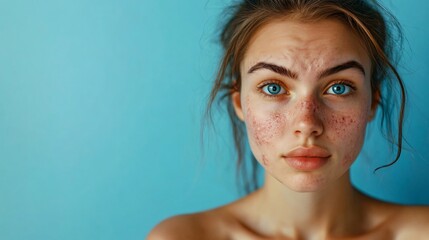 Woman with Acne Scars Looking at Camera