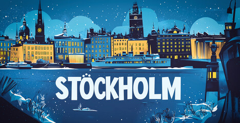Obraz premium Midnight in Stockholm: A Winter's Tale in Blue