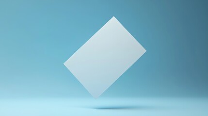 Mockup of rounded corners business cards floating over a blue background in realistic 3D rendering.