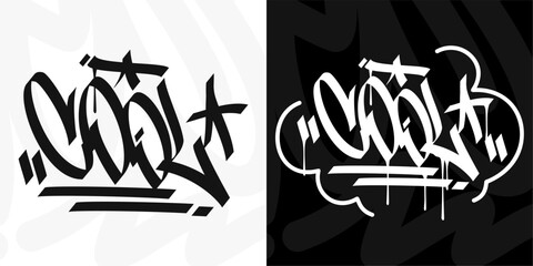 Modern Trendy Word Cool Abstract Hip Hop Hand Written Graffiti Urban Style Vector Illustration