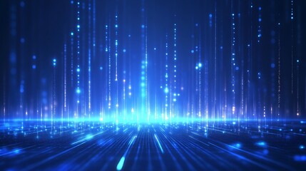 A stunning digital background featuring radiant blue lines and shimmering particles, ideal for tech and futuristic designs.