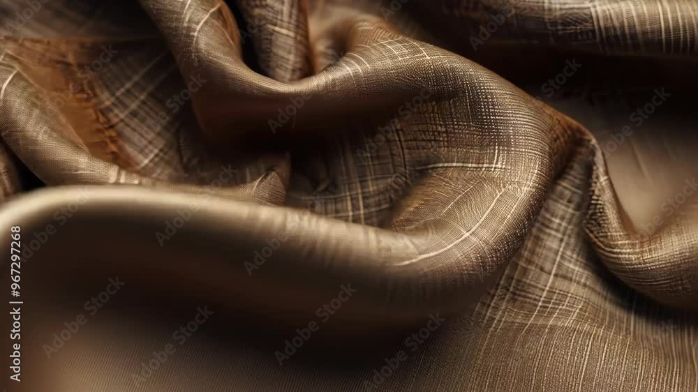 Aufkleber exploring the intricate textures of elegant brown fabric in a soft-lit setting