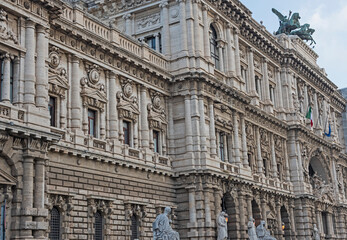 Obraz premium Closeup detail of ornate building facade exterior