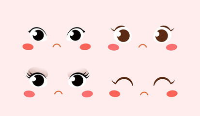 Woman face constructor. Pack of eyes for creation users avatars. Trendy users pictures for social networks and messengers. Flat vector collection