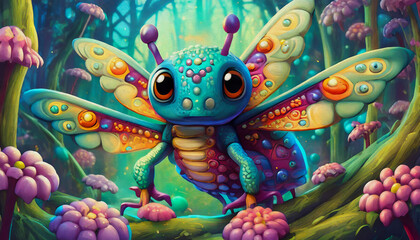OIL PAINTING STYLE CARTOON CHARACTER ILLUSTRATION Multicolored BUG