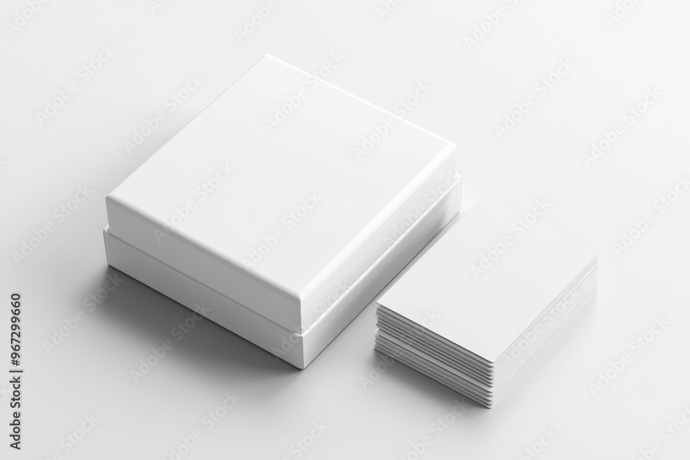 Fototapete the empty box of cards mockup is isolated on a white background. the mockup is rendered in 3d. the e