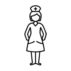 Fototapeta premium Outline figure of nurse in uniform on white background