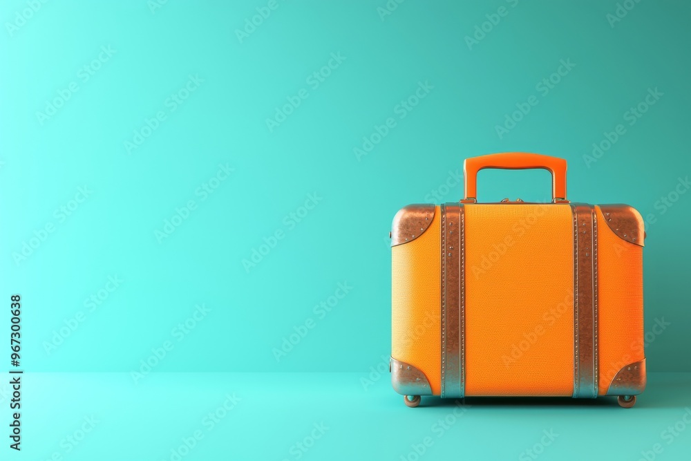 Poster 3d rendering of abstract blue suitcase background with mock up place. travel concept.