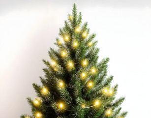 vector realistic isolated christmas tree borders fairy lights template decoration display white background concept happy new year merry christmas