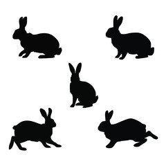 Rabbit silhouette set