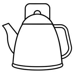 Fototapeta premium tea kettle outline coloring book page line art illustration digital drawing