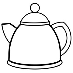 Obraz premium tea kettle outline coloring book page line art illustration digital drawing