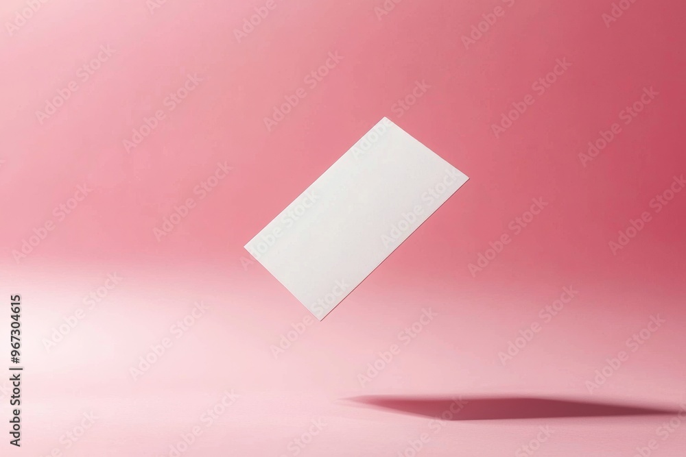 Poster this is a mockup of an empty universal gift card that is on a light red background with shadows stan