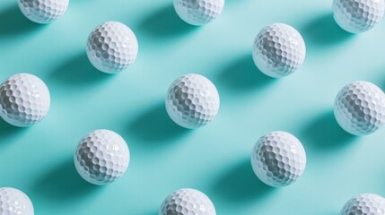 Fototapeta premium A striking white golf ball is set against a pastel blue background.
